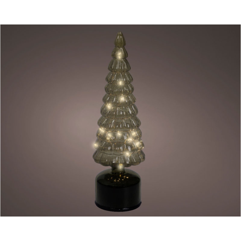 ALBERO VETRO VERDE MICRO LED LUCE CALDA H34CM