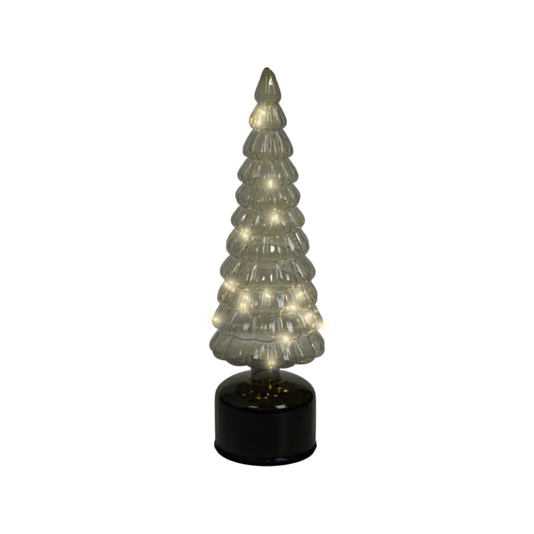 ALBERO VETRO VERDE MICRO LED LUCE CALDA H34CM 2