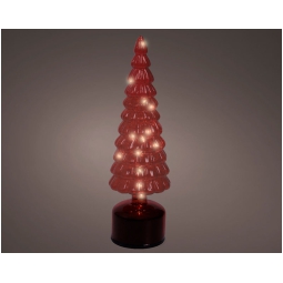 ALBERO VETRO ROSSO MICRO LED LUCE CALDA H34CM