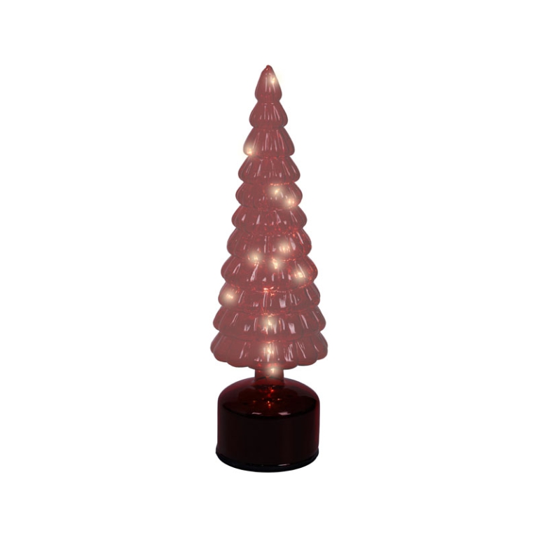 ALBERO VETRO ROSSO MICRO LED LUCE CALDA H34CM 2