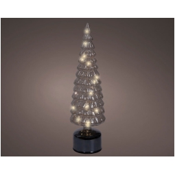 ALBERO VETRO GRIGIO MICRO LED LUCE CALDA H39CM