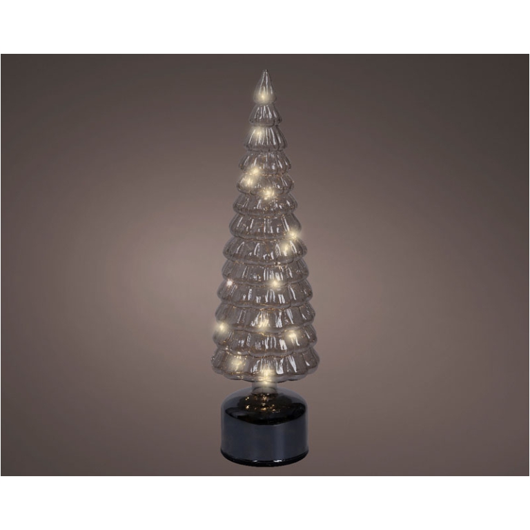 ALBERO VETRO GRIGIO MICRO LED LUCE CALDA H39CM