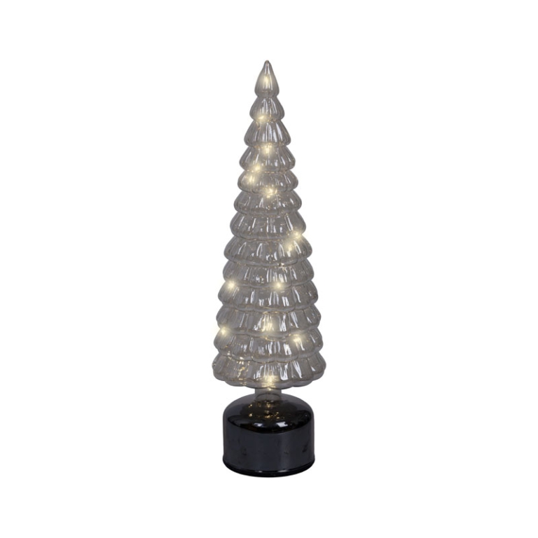 ALBERO VETRO GRIGIO MICRO LED LUCE CALDA H39CM 2