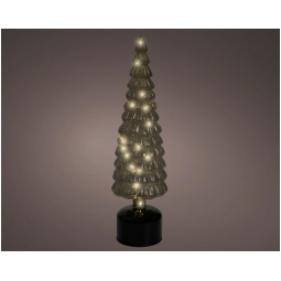 ALBERO VETRO VERDE MICRO LED LUCE CALDA H39CM