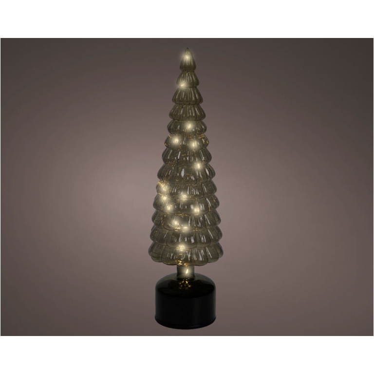 ALBERO VETRO VERDE MICRO LED LUCE CALDA H39CM