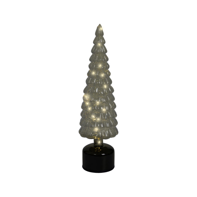 ALBERO VETRO VERDE MICRO LED LUCE CALDA H39CM 2