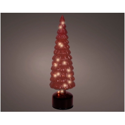 ALBERO VETRO ROSSO MICRO LED LUCE CALDA H39CM