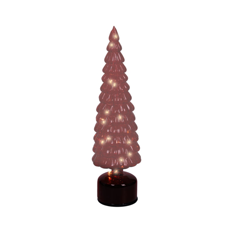 ALBERO VETRO ROSSO MICRO LED LUCE CALDA H39CM 2