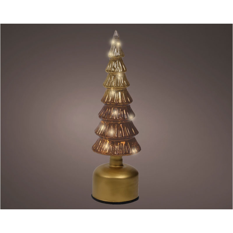 ALBERO VETRO MARRONE ROTANTE MICRO LED H33CM