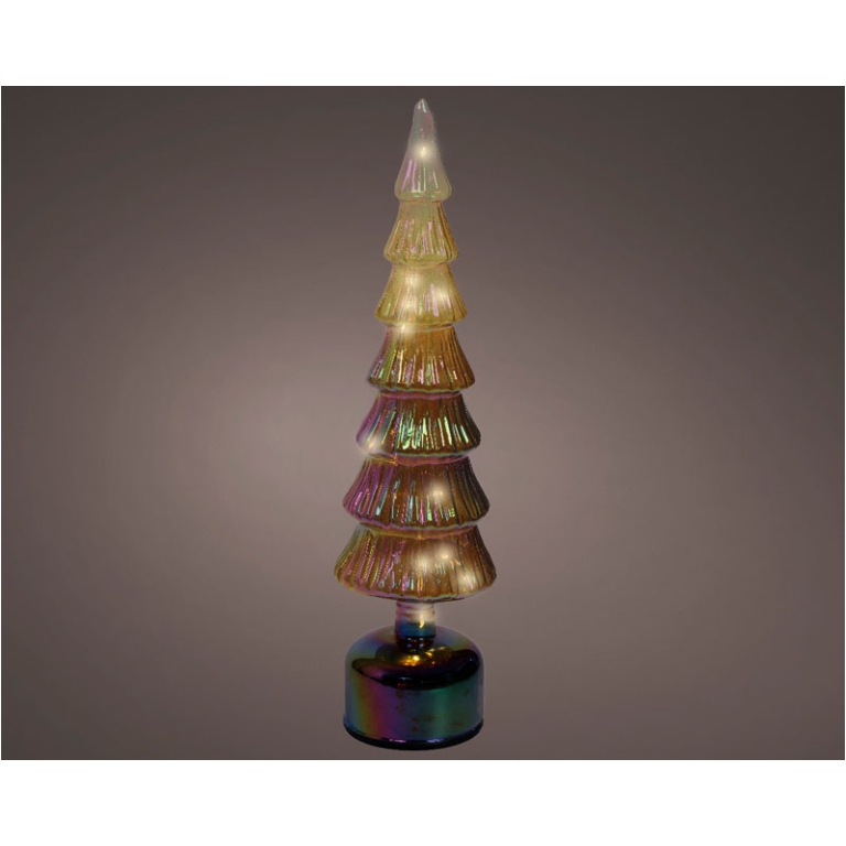 ALBERO VETRO MARRONE MICRO LED LUCE CALDA H39CM