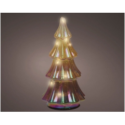 ALBERO VETRO MARRONE MICRO LED LUCE CALDA H17CM