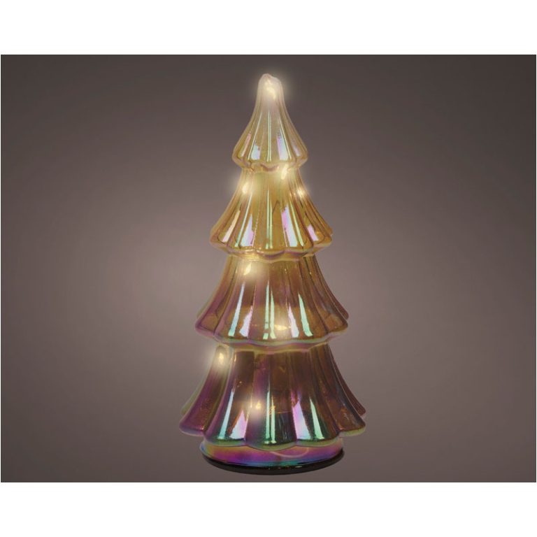 ALBERO VETRO MARRONE MICRO LED LUCE CALDA H17CM