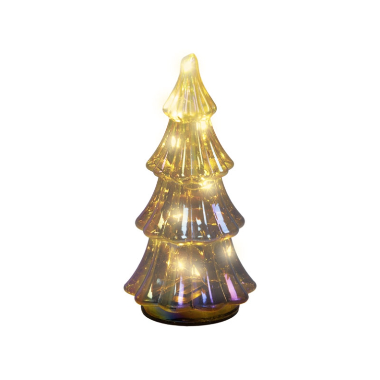 ALBERO VETRO MARRONE MICRO LED LUCE CALDA H17CM 2
