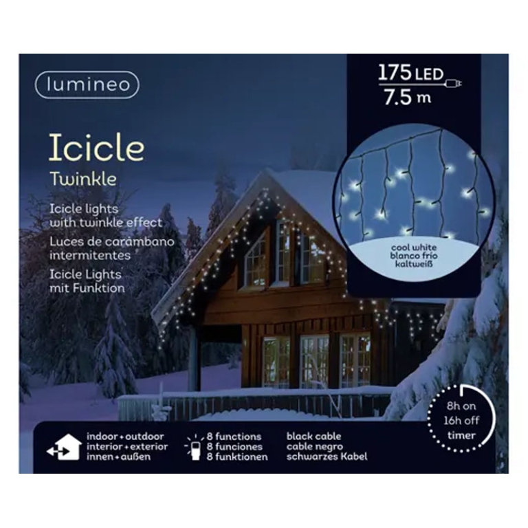 LUMINARIA 175 LED 7,5MT BIANCO FREDDO TENDA NERO 2