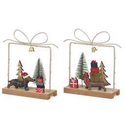 DECORO MICROLED H18CM  BASE LEGNO SOGGETTI ASSORTITI