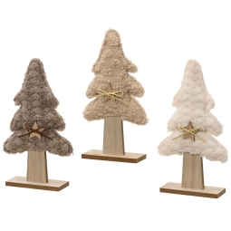 ALBERO H38,5CM LEGNO E EFFETTO PELLICCIA COLORI ASSORTITI