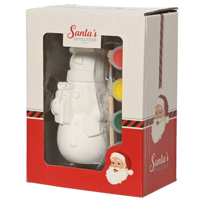 SET COLORI PUPAZZO NEVE  GESSO H13CM CON TEMPERE 2