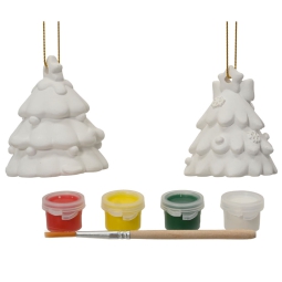 SET COLORI 2 ALBERI NATALE GESSO H7CM CON TEMPERE