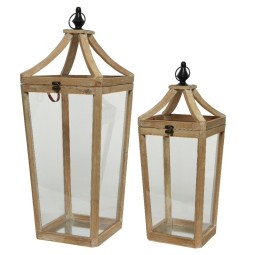 LANTERNA SET 2PZ H57 74CM LEGNO NATURALE