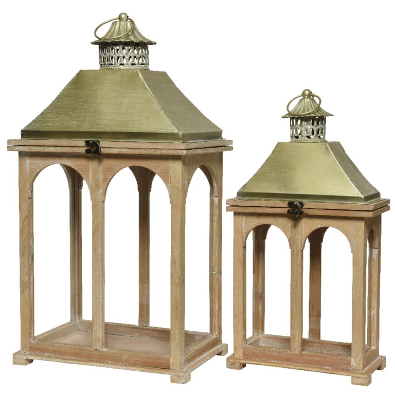LANTERNA SET 2 PEZZI H47,5 H61CM NATURALE ORO