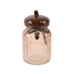 GIARA VETRO H20CM CON    TAPPO DECORO GHIANDA