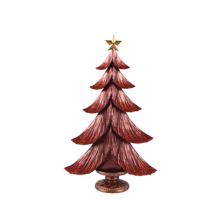 DECORO ALBERO H34CM MAGENTA DETTAGLI ROSSI