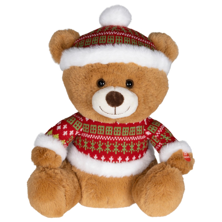PELUCHE ORSO H28CM CON CAPPELLO E MAGLIA