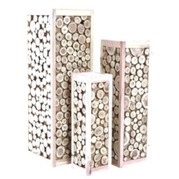 COLONNA SET 3PZ 60/80/99CM LEGNO BIANCO