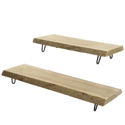VASSOIO SET 2PZ L19 22CM LEGNO PIEDI FERRO