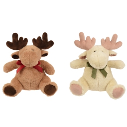 PELUCHE RENNA H22CM CON  FIOCCO 2 COLORI ASSORTITI