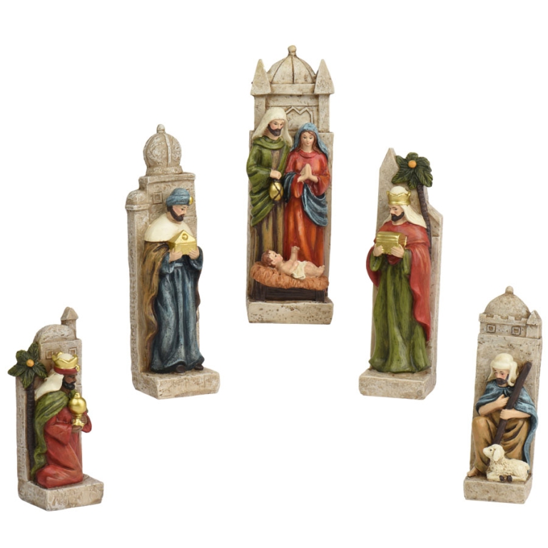NATIVITA' SET 5PZ L25X4,5XH19CM POLYRESINA