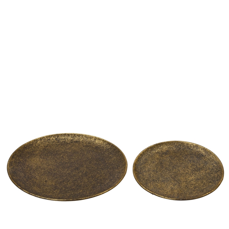 DECORO PIATTO BRONZO ANTICO SET 2PZ METALLO
