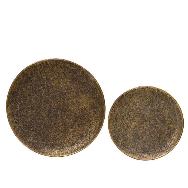 DECORO PIATTO BRONZO ANTICO SET 2PZ METALLO 2