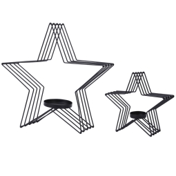 PORTACANDELA 2 PEZZI H36CM   STELLA METALLO