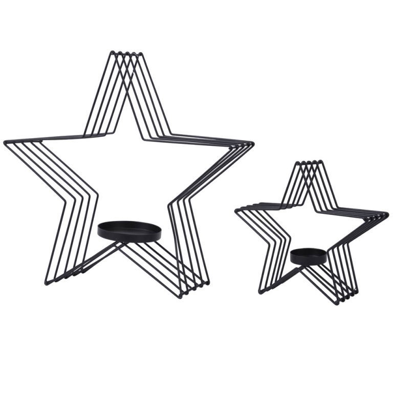 PORTACANDELA 2 PEZZI H36CM   STELLA METALLO