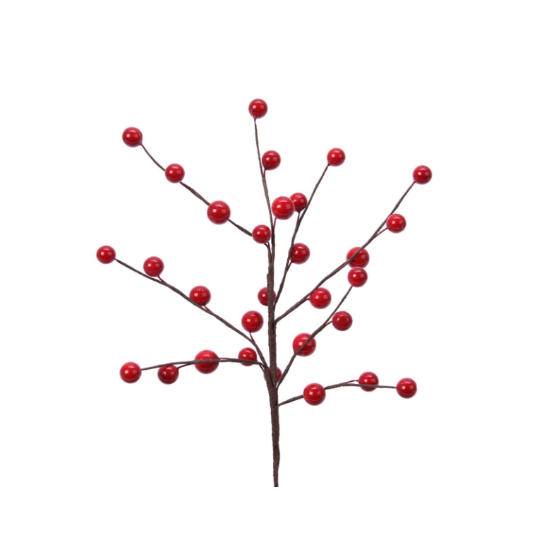 FIORE RAMO BACCHE H26CM  ROSSO