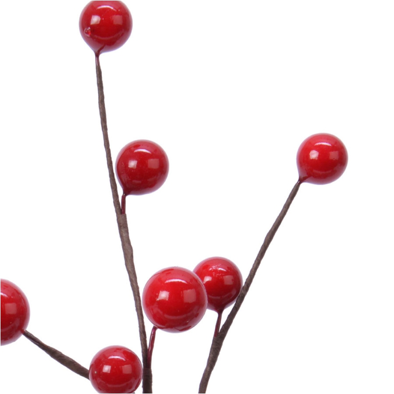 RAMO FIORE BACCHE H26CM  ROSSO 2