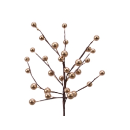 RAMO FIORE BACCHE H26CM ORO