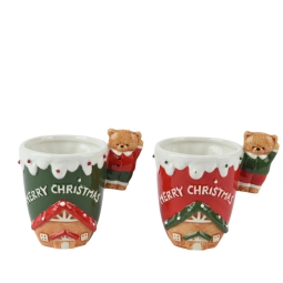 TAZZA D8,5H12CM MANICO   ORSETTO XMAS