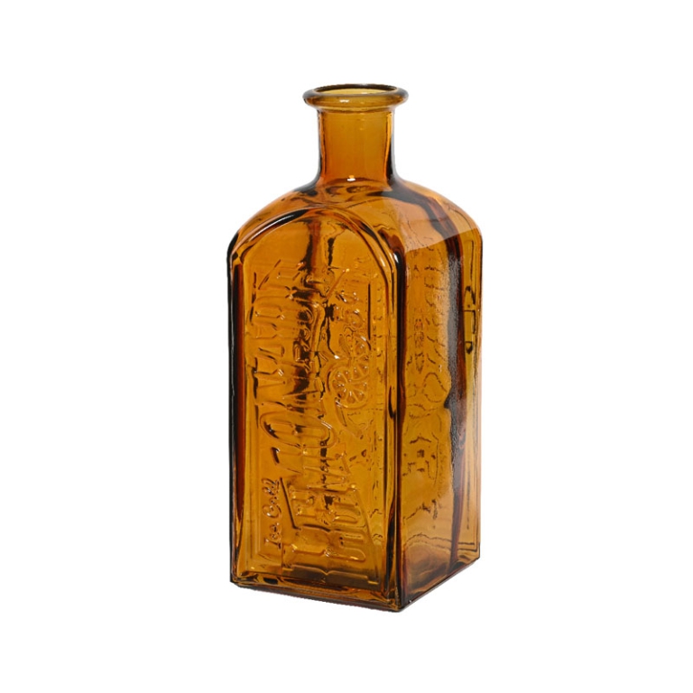 DECORO BOTTIGLIA VETRO RICICLATO D12H29CM MARRONE