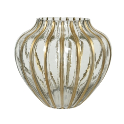 VASO VETRO D25H22CM RIGHE ORO