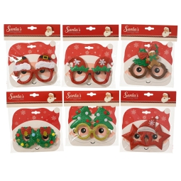 OCCHIALI NATALE 6 SOGGETTI ASSORTITI PLASTICA