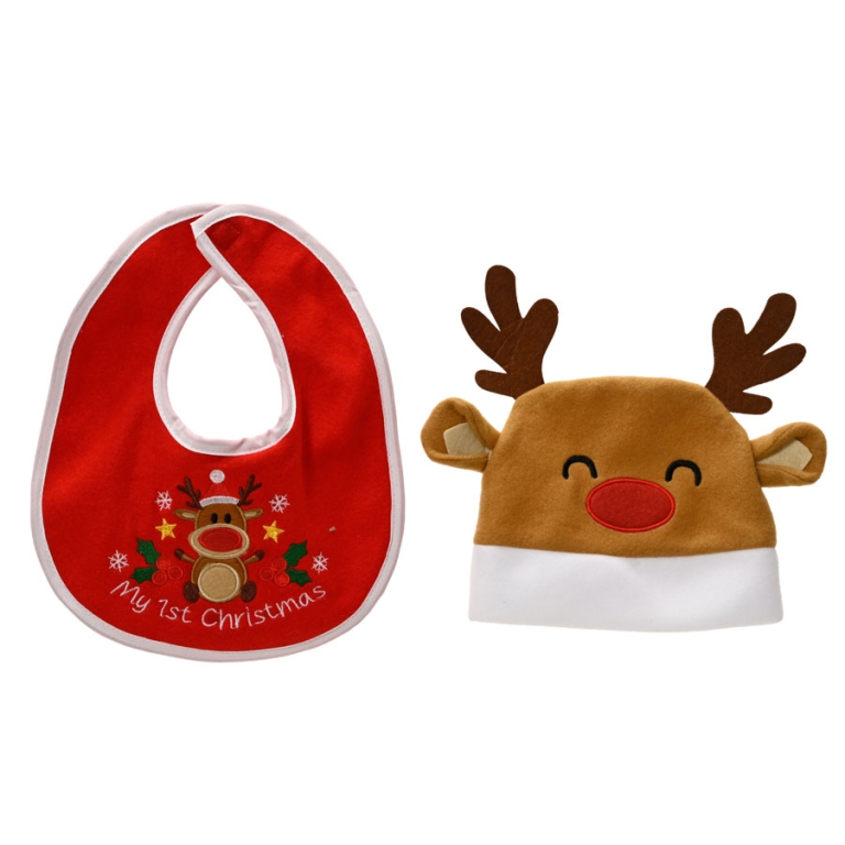 SET BAVAGLIA E CAPPELLINO RENNA NATALE BABY