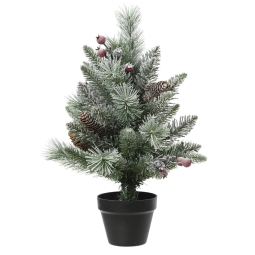 ALBERO WINDHAM H45 D34CM INNEVATO BACCHE E PIGNE