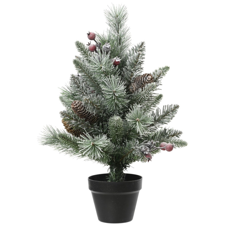 ALBERO WINDHAM H45 D34CM INNEVATO BACCHE E PIGNE