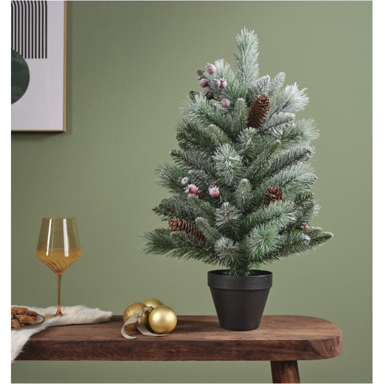 ALBERO WINDHAM H45 D34CM INNEVATO BACCHE E PIGNE 2