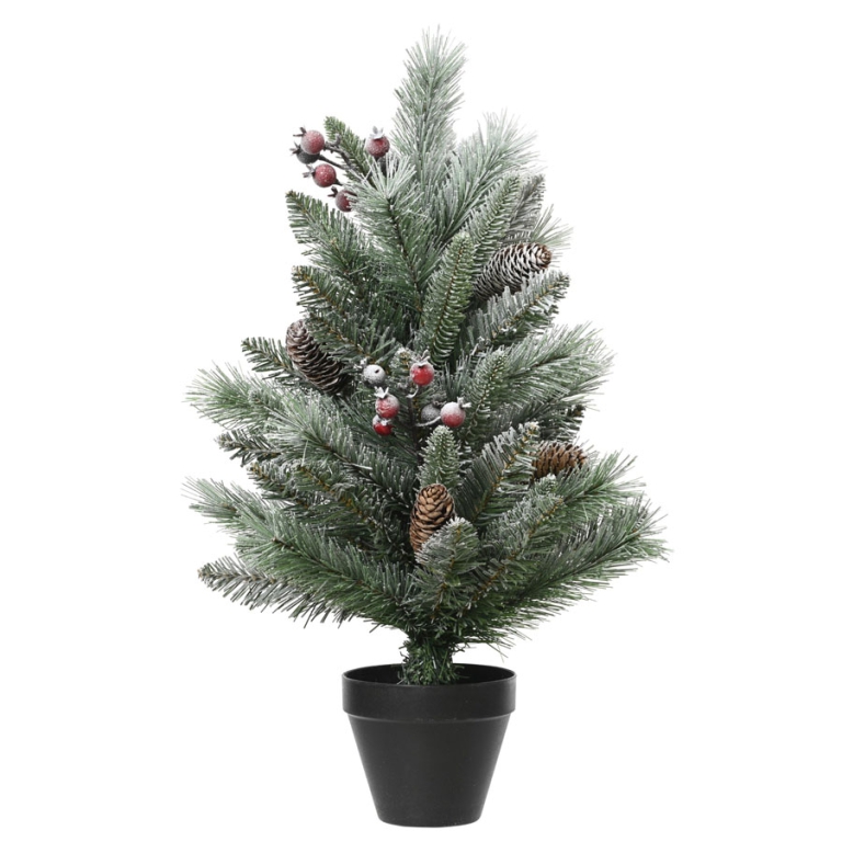 ALBERO WINDHAM H60 D42CM INNEVATO BACCHE E PIGNE