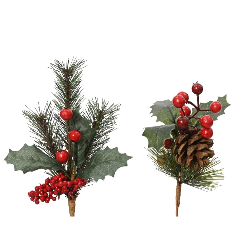 PICK BACCHE ROSSE E PIGNE H28CM SOGGETTI ASSORTITI