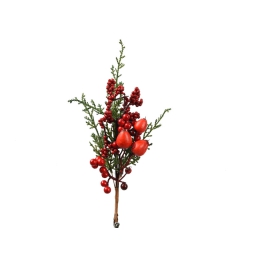 DECORO RAMETTI PINO CON  BACCHE H25CM CON CLIP