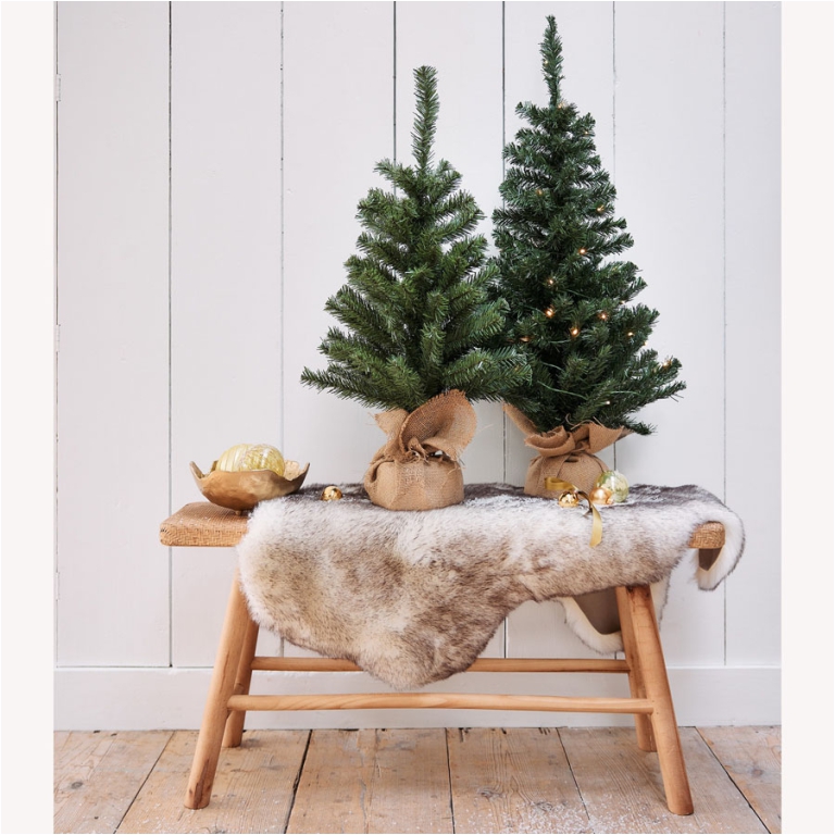 ALBERO MINI H60D35CM VERDE VASO JUTA 2